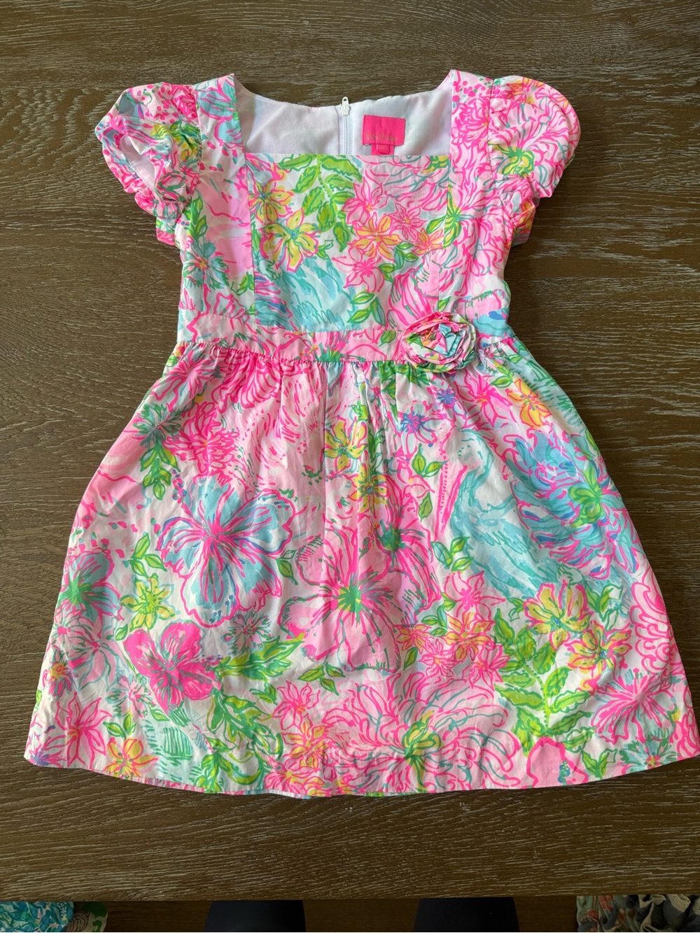 Lilly Pulitzer Pink Floral Dress with Green & Aqua Accents
